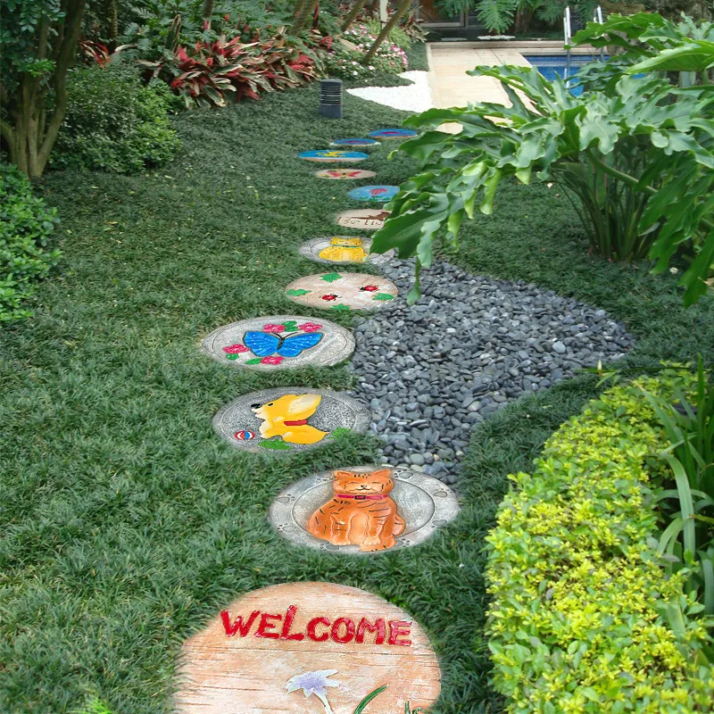 Butterfly Dragonfly Garden Stepping Stones Non Slip Lawn Path Pavers Decorative Step Plates for Yard Villa Courtyard Walkway