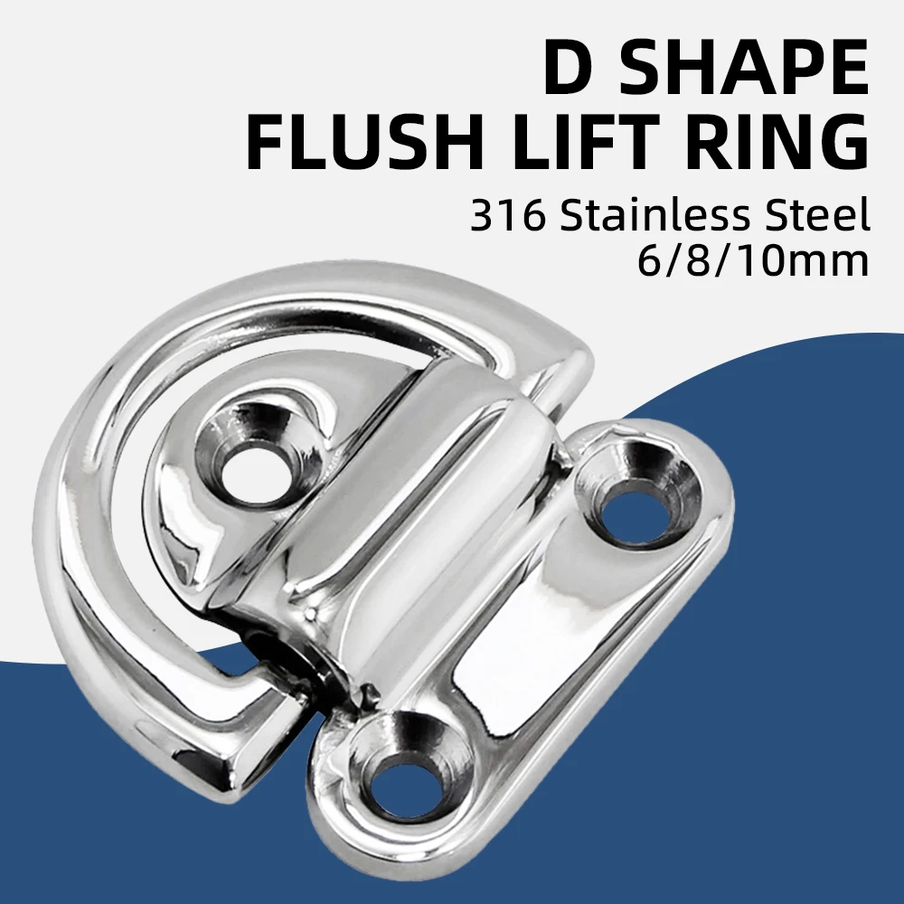 

6/8/10mm Boat Recessed Hatch D Shape Pull Handle 316 Stainless Steel Flush Lift Ring Deck Hatch Pull Handle Marine Hardware