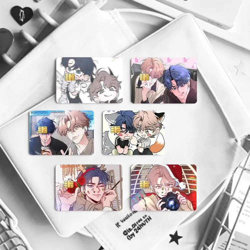 Sketch bl Anime Cartoon  Bank Credit Cards Bus Pass Stickers Cool Decoration Waterproof 4PCS Card