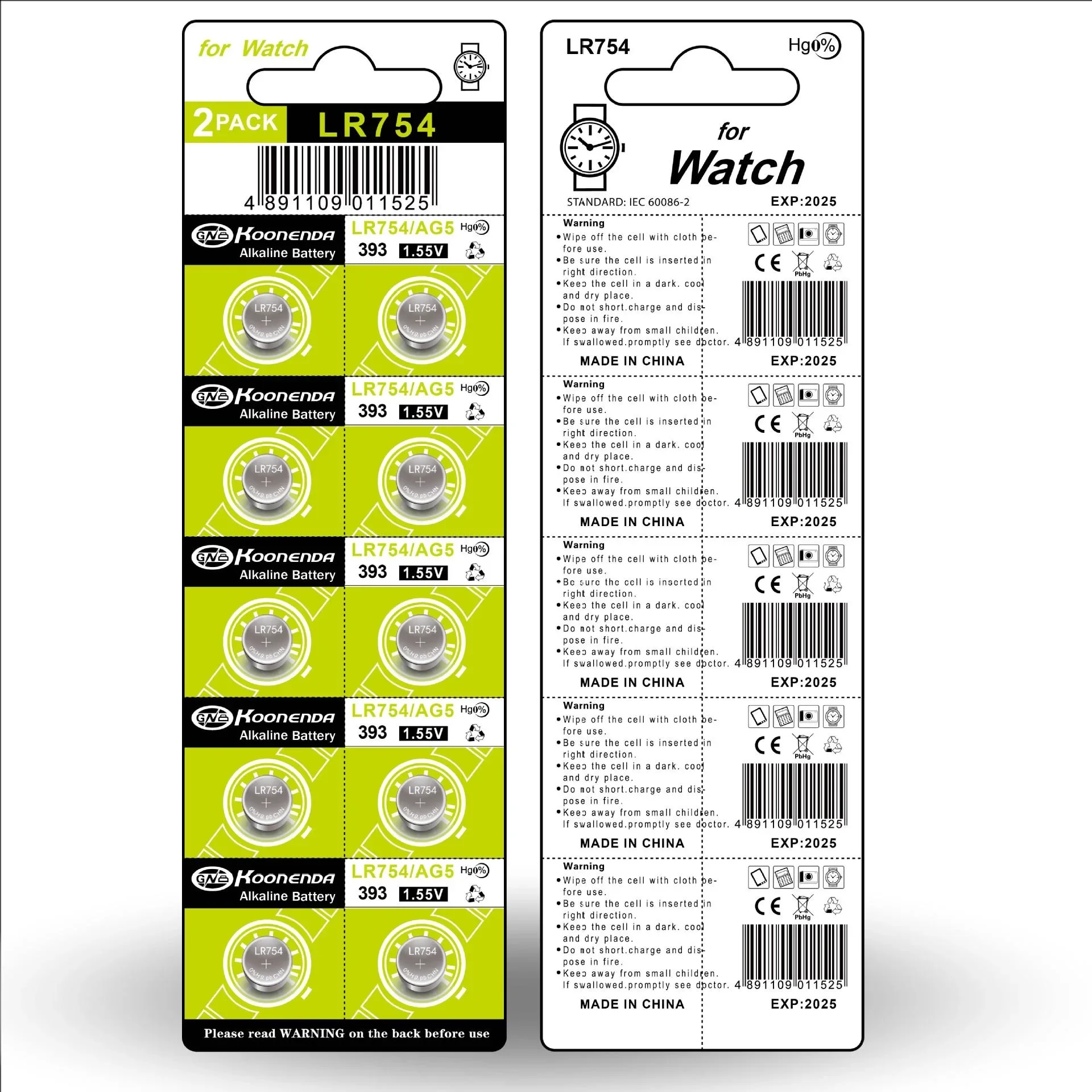 10-100pcs AG5 Button Cell Battery 1.5V LR754 Battery 393 SR48 L754 SR754 Alkailine Coin Batteries Long Shelf Life No Mercury