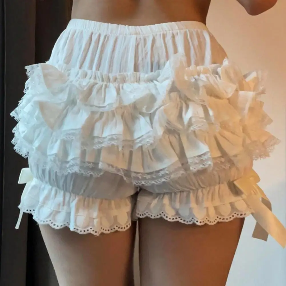 

Womens Summer Lace Ruffle Bloomers Shorts Layered Pettipants Victorian Pumpkin Pants Panties Booty Shorts Dress Safety Shorts