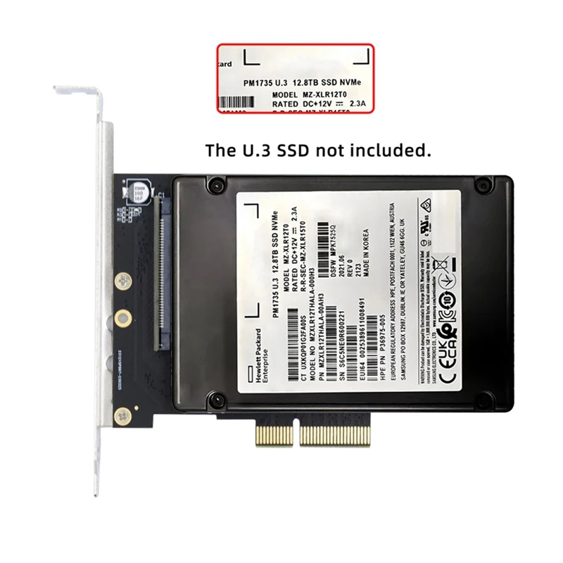 Adaptador host NVMe para placa-mãe, SSD PCIe, Kit U3, SFF-8639 para PCI-E 4.0 X4, PM1735
