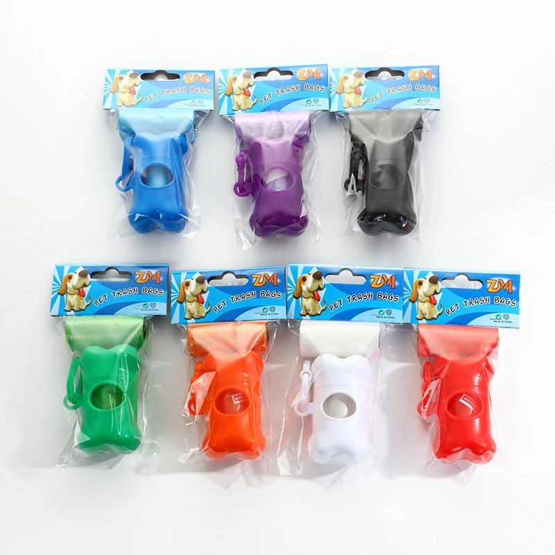 Cute Dog Waste Poop Bag Degradable Outdoor Pet Cat Excrement Garbage Clean Bags with Bone Dispenser Mini Container Pet Supplies