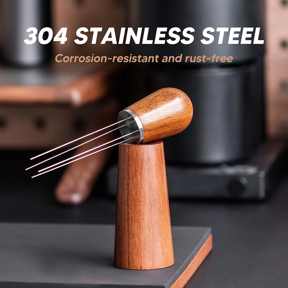 Stainless Steel Coffee Powder Stirrer with 4 Spare Needles Distributor Espresso Barista Accessories Stirring Distribution Tool