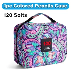 1pc 120 Slots Colored Pencil Case,Twill Oxford Pencil Holder Bag Zipper Closure Organizer Multilayer Holder for Pens,Makers