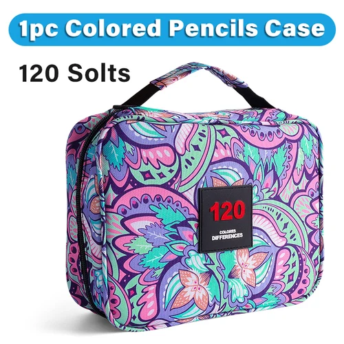 Imagen 1 del producto Estuche para lápices de colores con 120 ranuras, estuche para lápices Oxford de sarga, organizador con cierre de cremallera, soporte multicapa para bolígrafos, astillas, 1 ud.