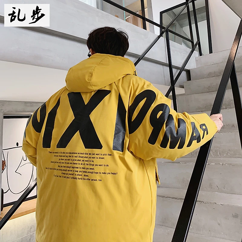 

Men's Fce Lined down Jaet Thi ort Cotton Coat Autumn Winter Faion Casual Wear Rampage Brand Polyester Fiber