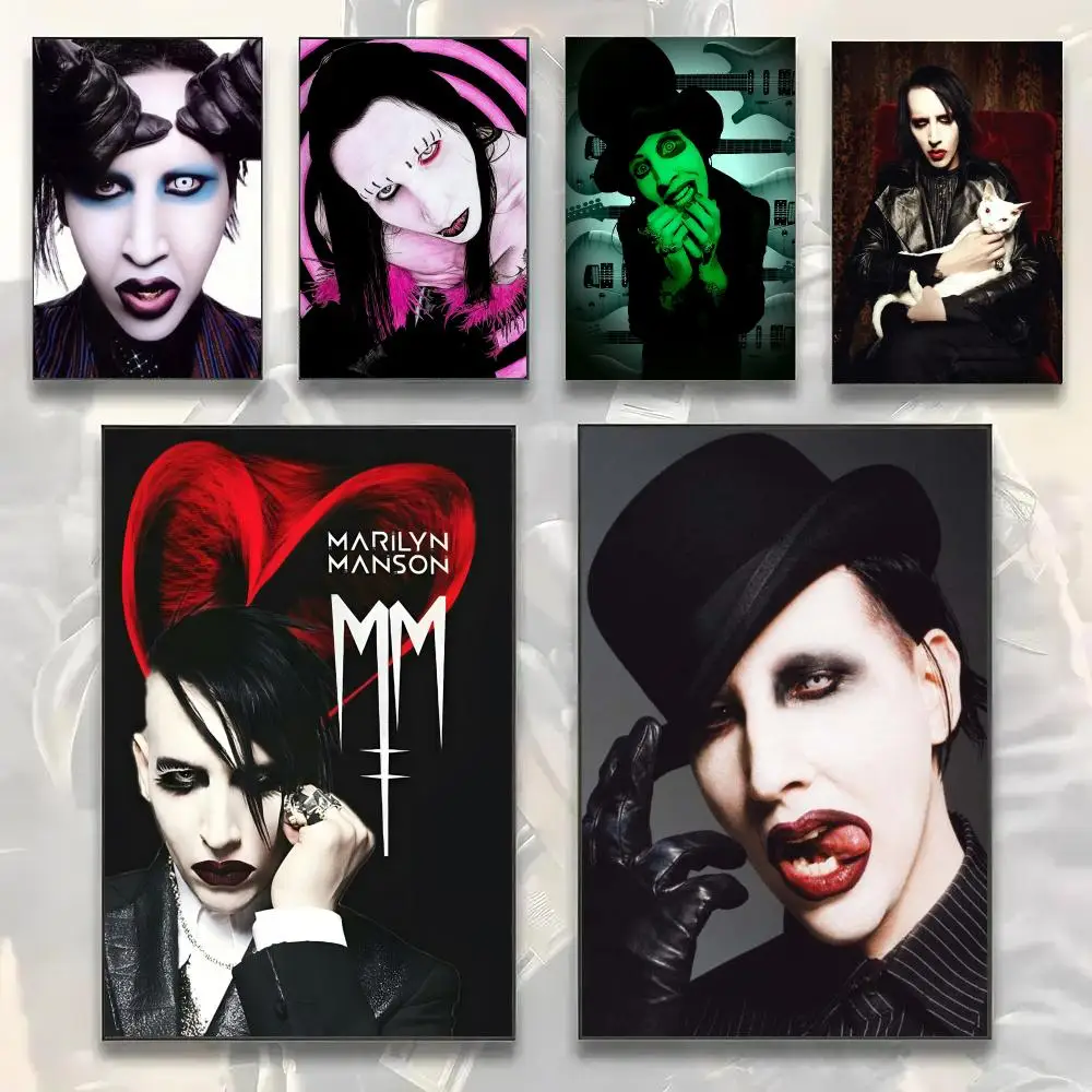 Singer M-Marilyn Manson Painting Calligraphy Modern Canvas Wall Art Prints for Living Room Decor | Wall Decals
