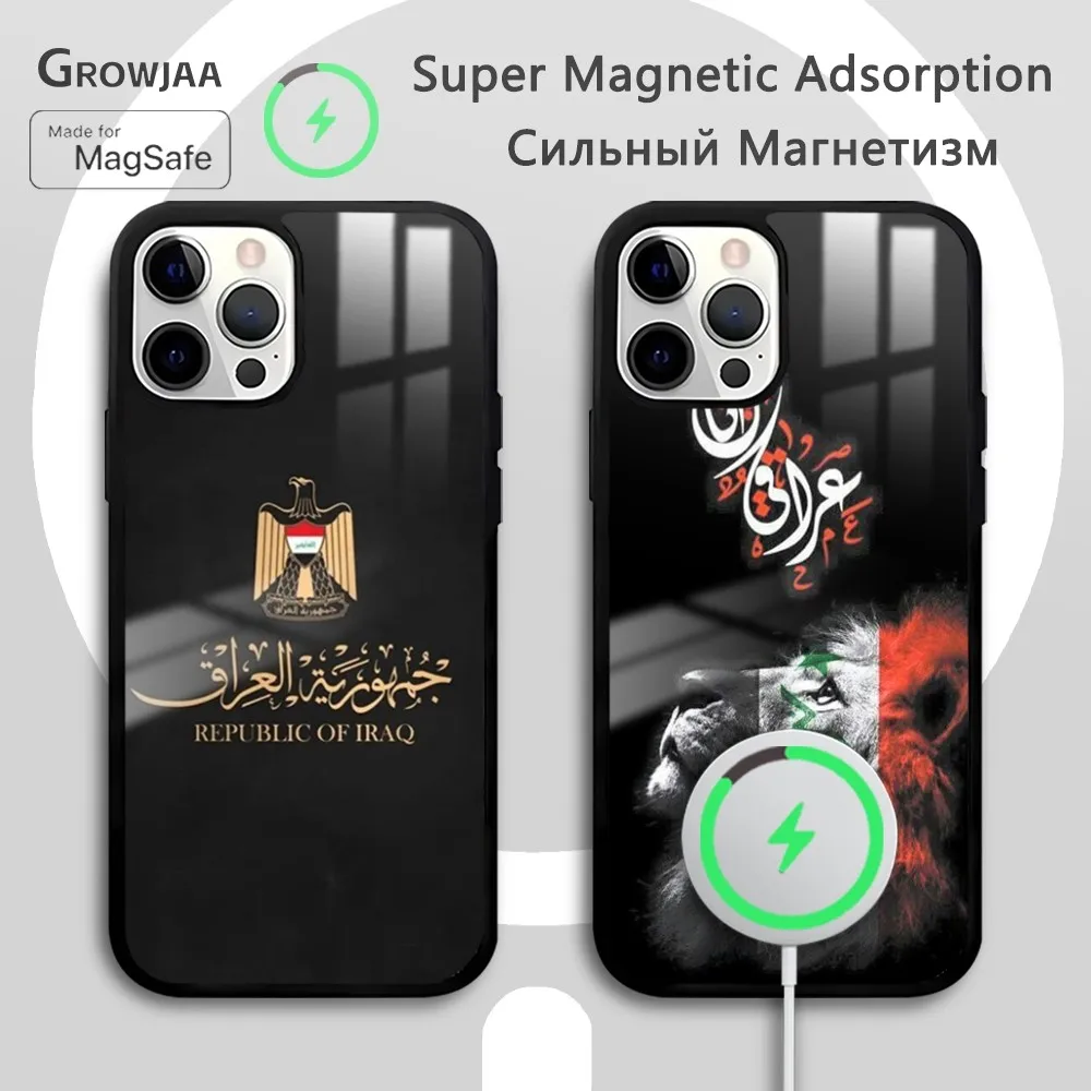 Iraqi Iraq National Flag Phone Case For iPhone 16 15 14 13 12 11 Pro Max Plus Mini New Magsafe Mirror Wireless Magnetic Cover