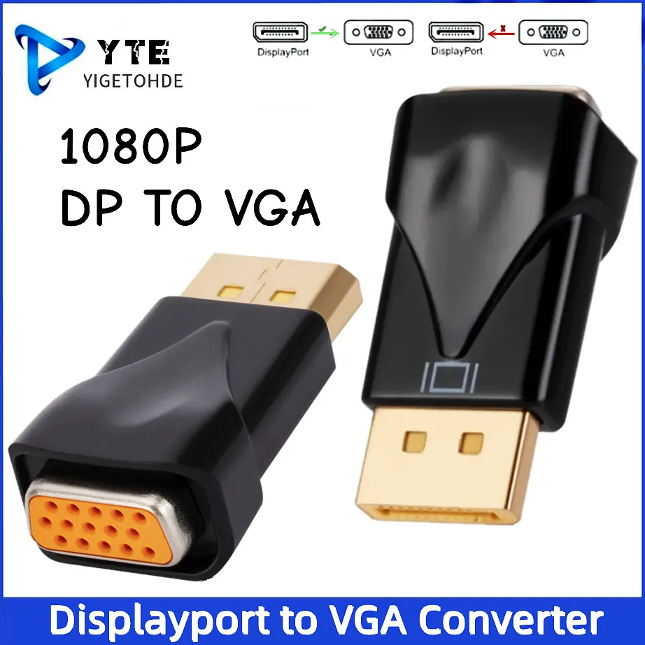 

DisplayPort to VGA Adapter 1920X1080P DP Connector Multi Mode Male to Female Connector Suitable for Projectors HDTV PC Laptop