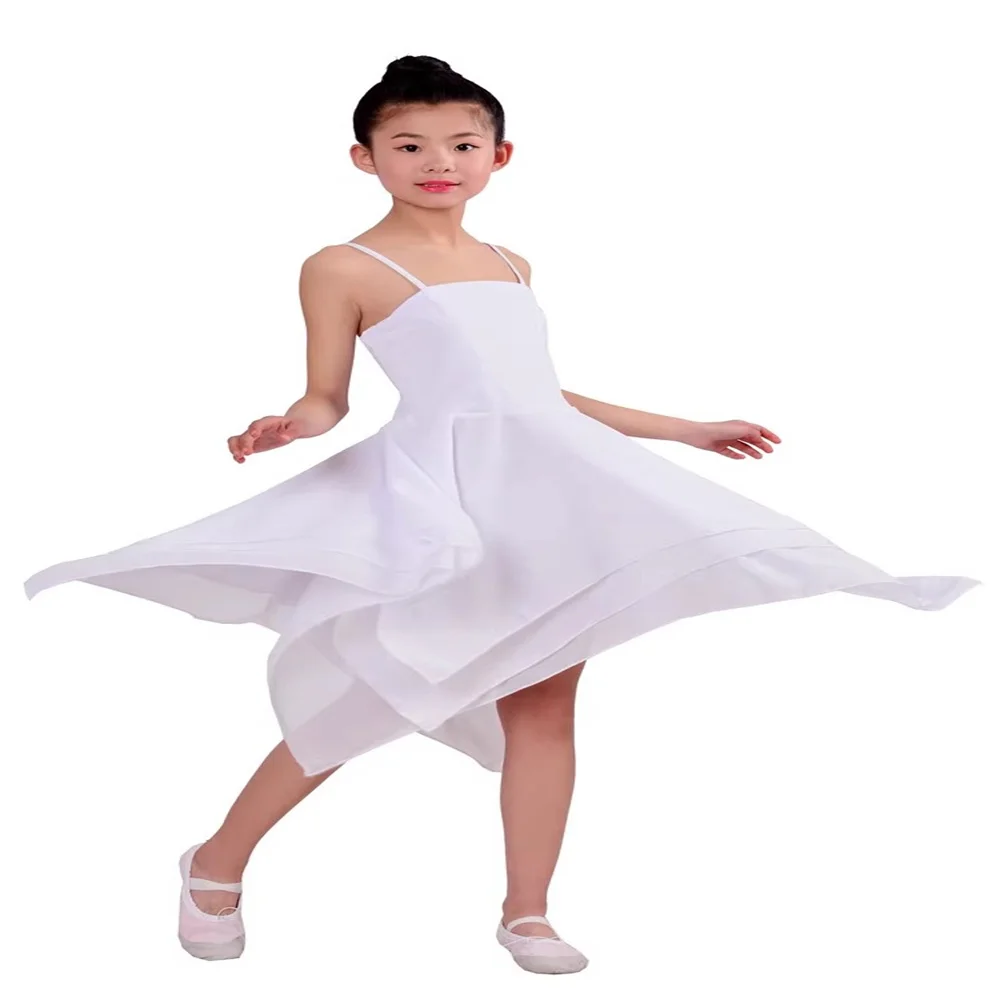 

New Girl Ballet Dance Dress girl's strappy modern dance costume Strap Sleeveless Asymmetric Chiffon Contemporary Dance