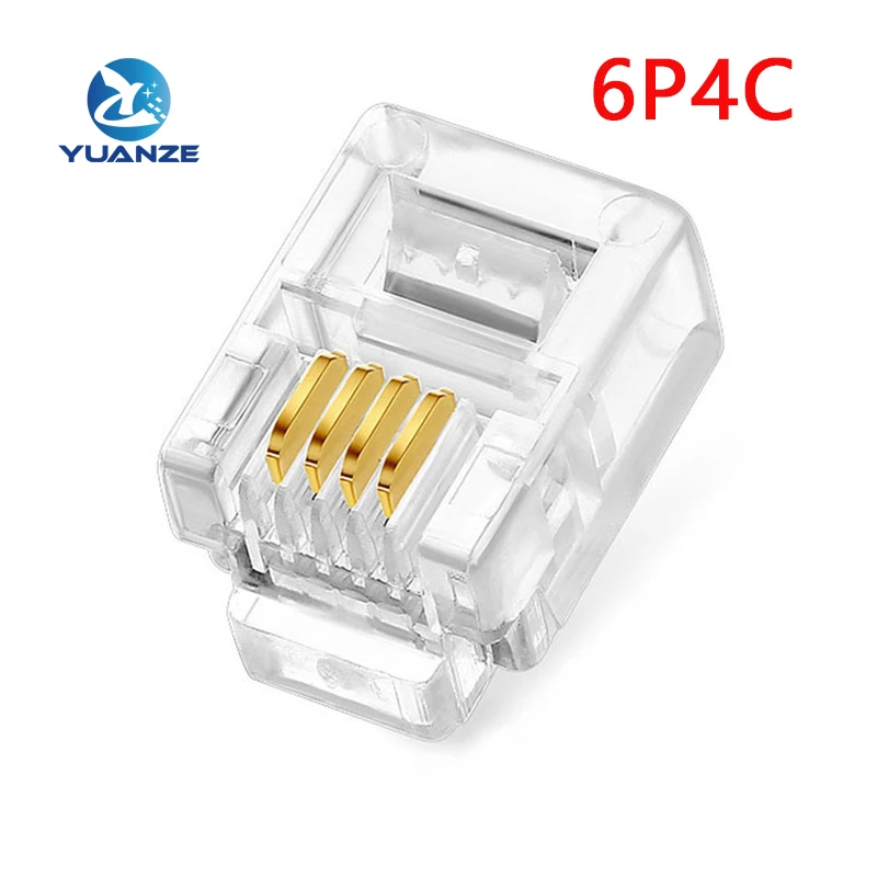 50pcs Durable 4 Pin RJ11 RJ-11 6P4C Modular Plug Telephone Phone Connector Hot New High-quality dropshipping