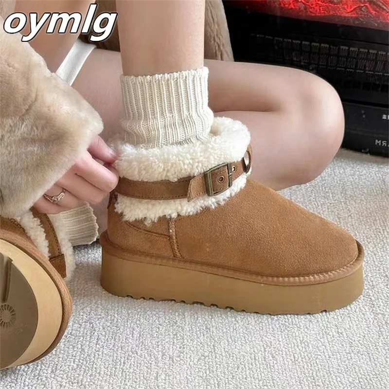 Snow boots for women 2024 winter new item, fur integrated thick sole, raised fur short boots with plush insulation cotton boots