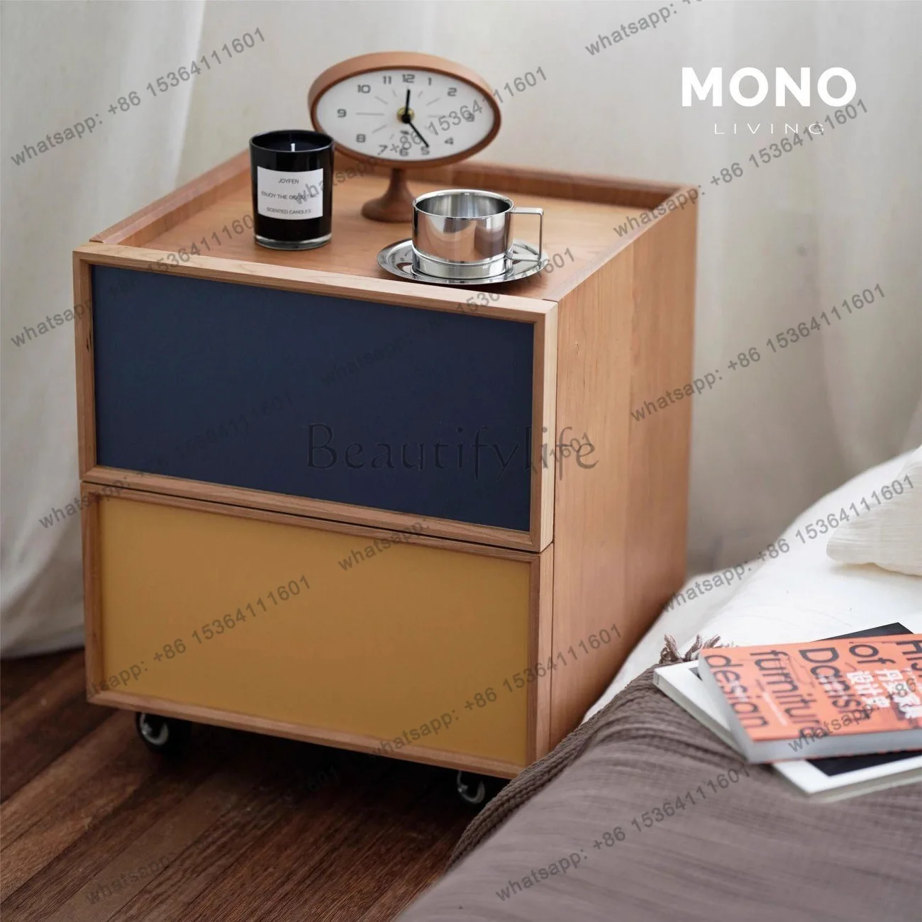 XX. Modern medieval storage retro color matching mobile bedside table locker