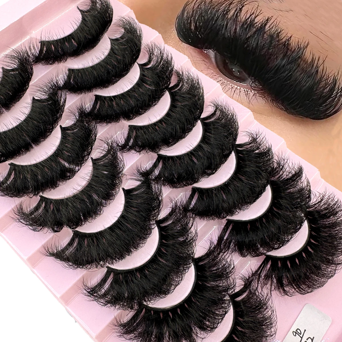 8Pairs 25mm Ultra Dikke Lange Uitgebreide Make-up Wimpers 9D Faux Meerlaags Krullend en Pluizige Valse Wimpers Volumineuze Drama Wimpers