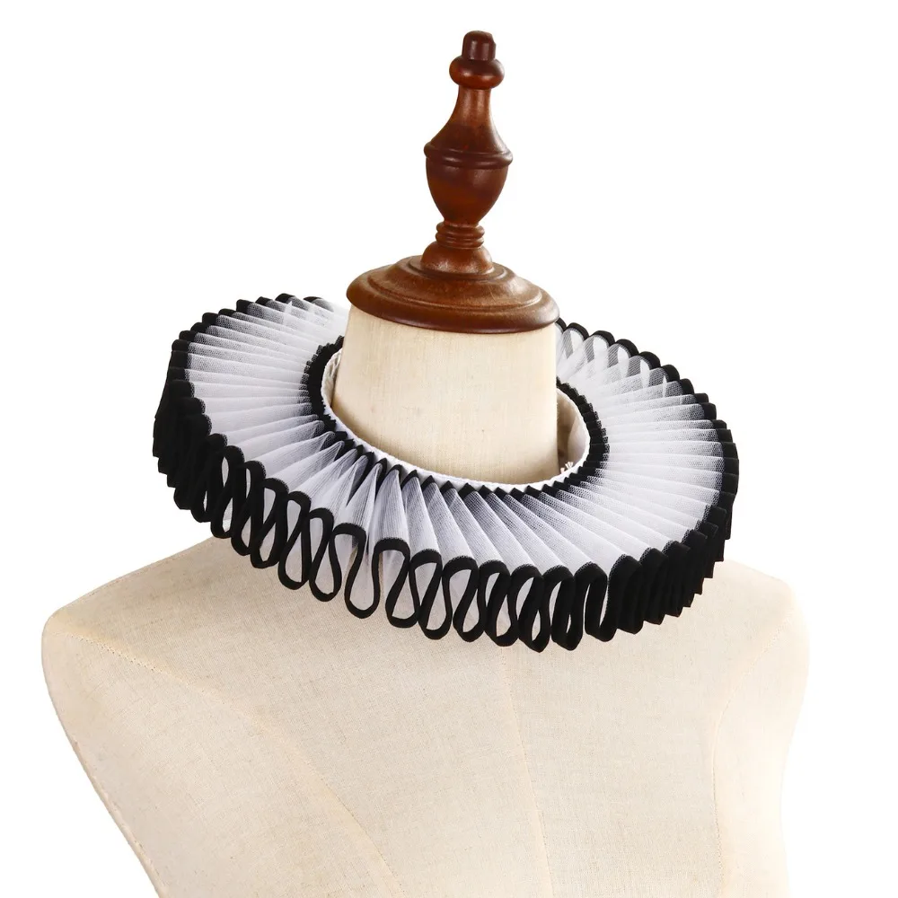 Detachable Shakespeare Neck Ruffled Collar Vintage Elegan Renaissance False Collar Victorian Costume Retro Ruff Collar Cosplay