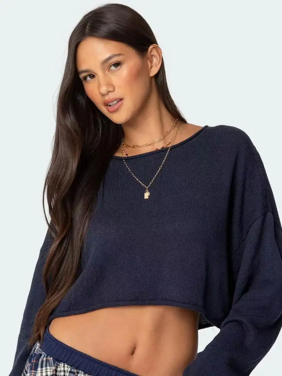 

Edikted Spicy Girl Street Dance Trendy ort Loose Knitted Top Women's Inner Wear Big ape Casual Sle Hollow out Design