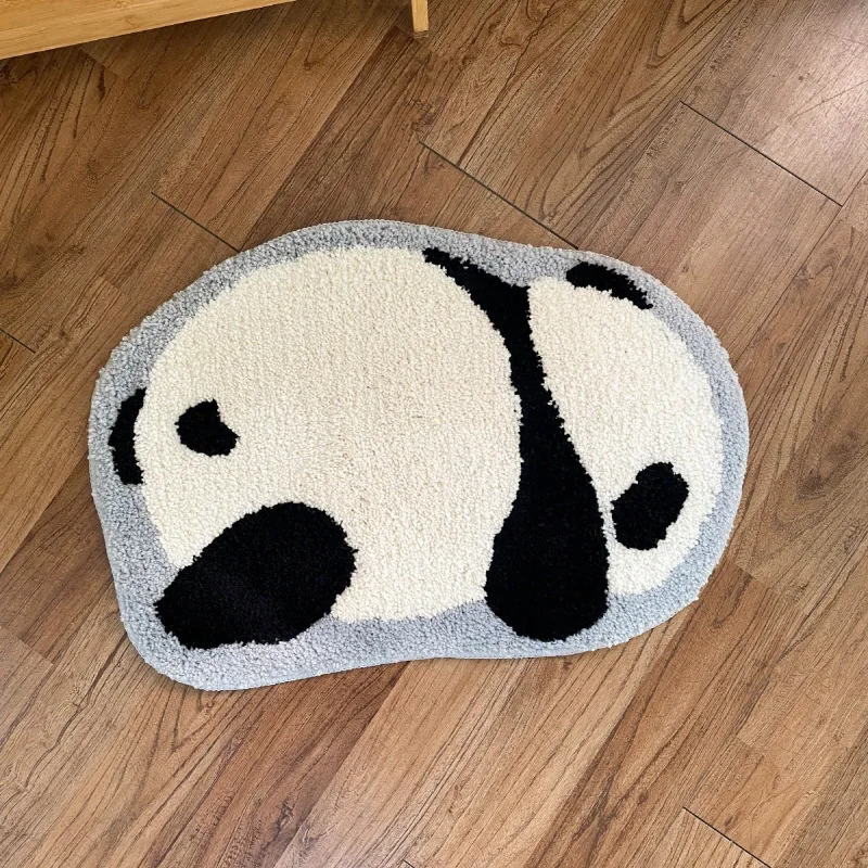 VIKAMA Cute Panda Carpet Bedroom Bed Soft Comfortable Foot Mat Bathroom Non Slip Absorbable Mat Living Room Sofa Blanket