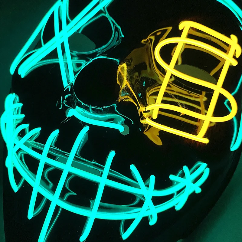 Bezprzewodowa maska Horror Luminous Purge Mask Świecąca maska LED na twarz Materiały Cosplay Rozświetlona maska przebierańcza dla mężczyzn dla dorosłych dzieci