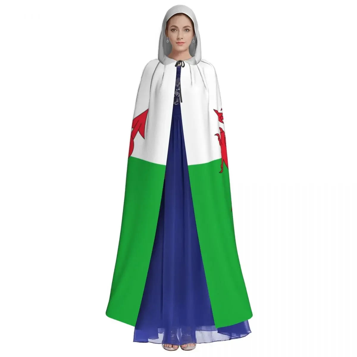 Wales Flag Unisex Cloak with Hood Cloak Vampire Witch Cape Cosplay Costume