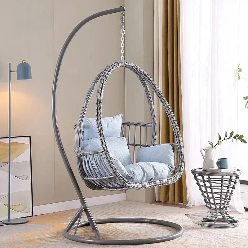 & European Indoor Hanging Patio Swings Nordic Balcony Single Rattan Swing Chair Home Adult Hanging Chairs Swing Outdoor Furnitur