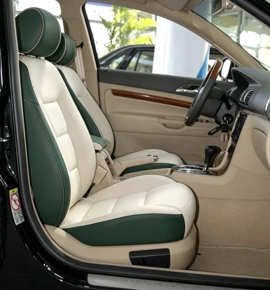 Für Passat B5 2000~2004 Maßgefertigte Autositzbezüge Luxuriöses Nappaleder 100% Passgenau Innenausstattung 360 ° Vollständige Abdeckung – Detail 1