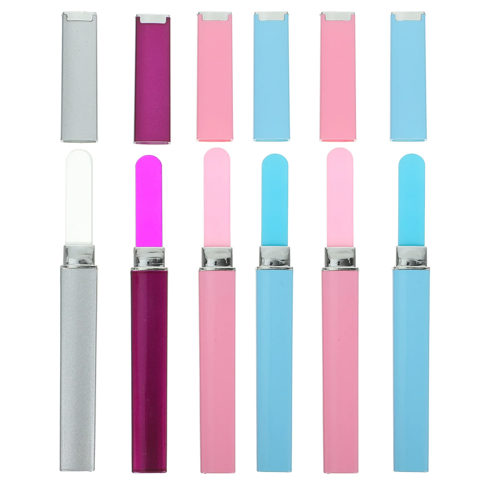 Limas de uñas coloridas de vidrio, herramientas de manicura finas y rugosas de doble cara para extensiones de uñas postizas naturales, 6 uds.