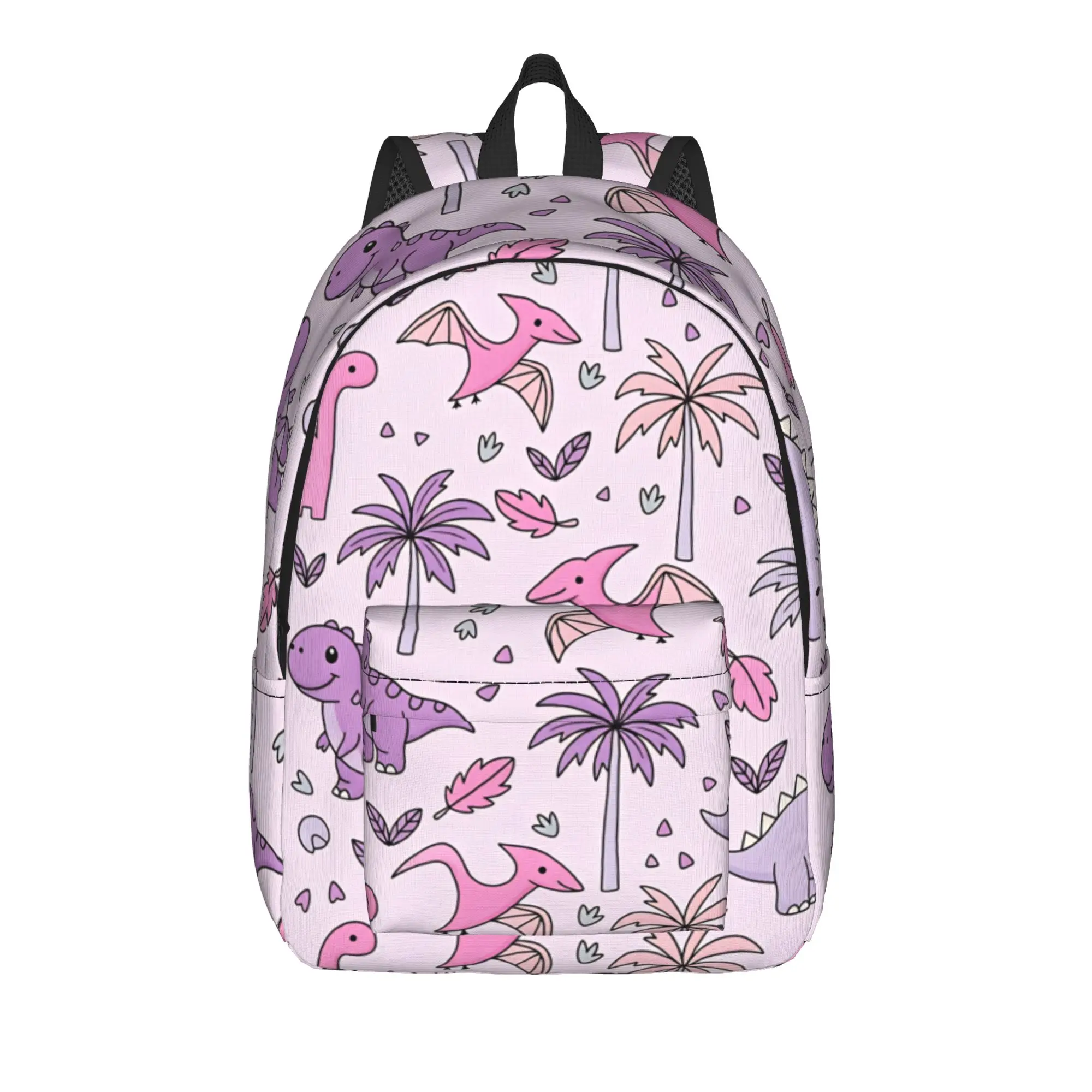 Pink Purple Tropical Dinosaur Print Backpack  College Backpacks Female Colorful Soft School Bags Novelty Rucksack