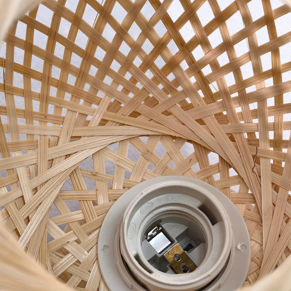 Rustic Bamboo Ceiling Light Flush Mount Lampshade Hand Woven Indoor Light Fixtures  Ceiling Lamp for Living Room Dining Room