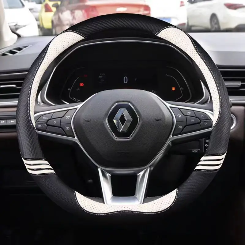 Carbon Fiber Leather Car Steering Wheel Cover For Captur Duster Megane 2/3 Clio Logan Laguna 2 Kadjar Scenic 2 Auto Accessories