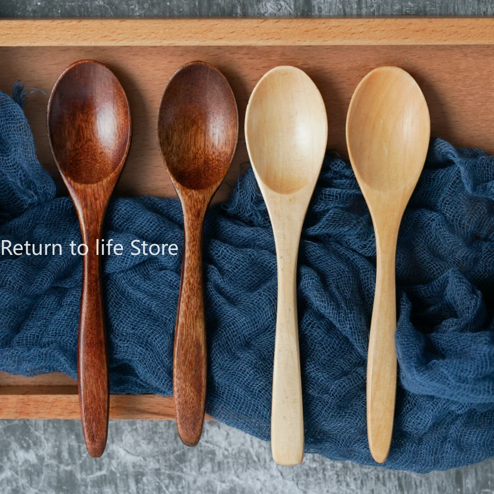 Kitchen Utensils Wooden Cutlery Wood Spoon Dinner Dessert Soup Serving Spoons