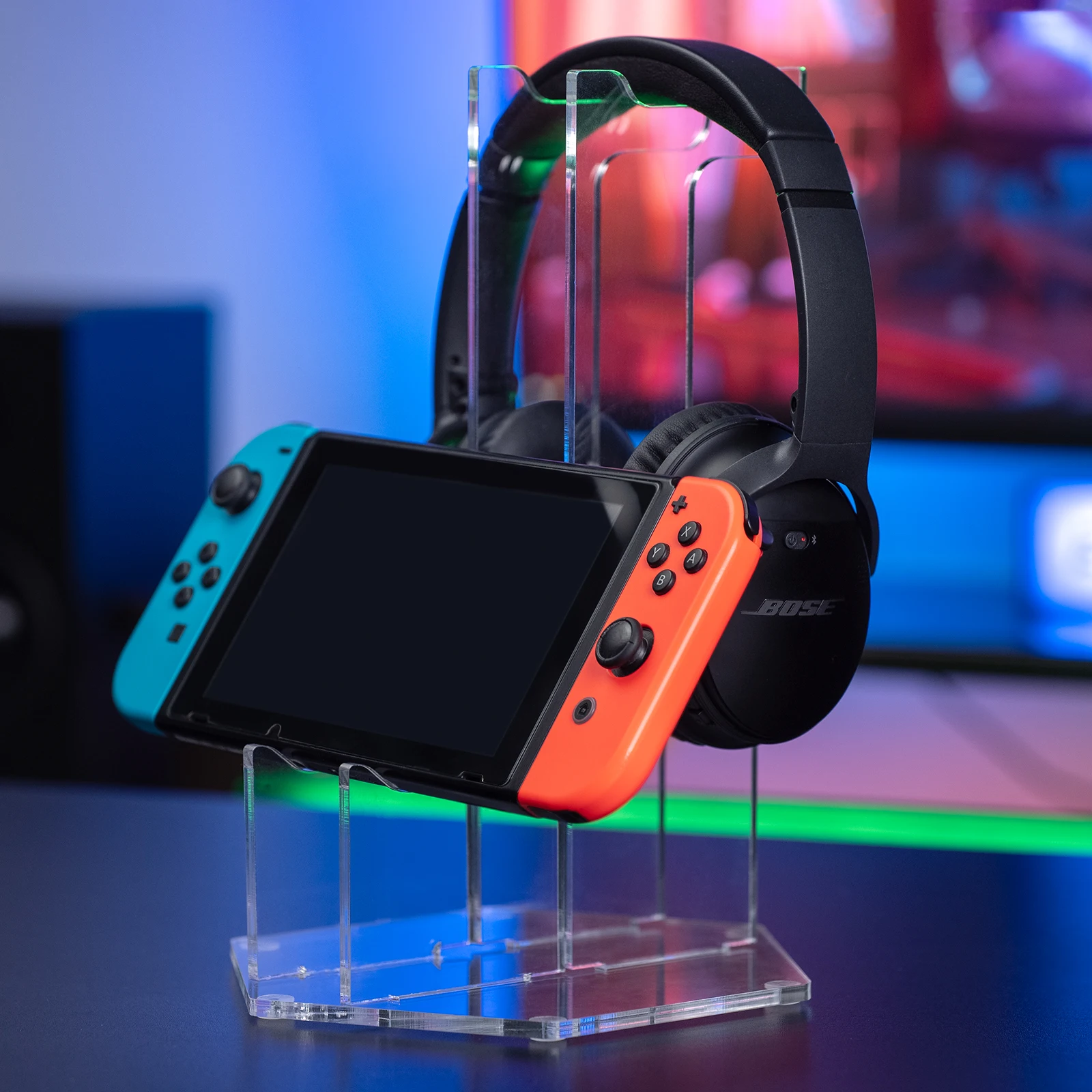 حامل تحكم ألعاب مزدوج من الأكريليك ، حامل سماعة رأس ، حامل عرض لـ PS5 ، PS4 ، مفتاح نينتو ، Xbox ، سماعة رأس للألعاب