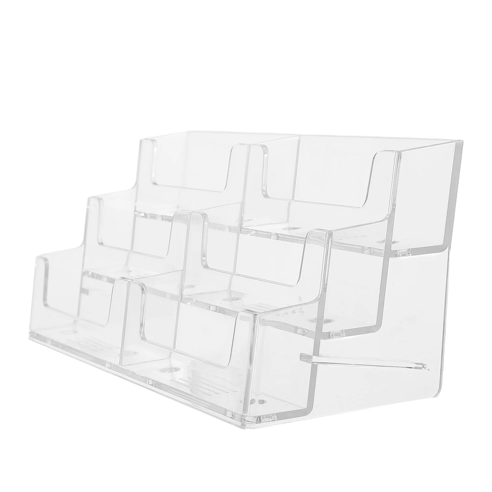 

Business Card Display Stand Clear Transparent Plastic Multiple Slots Horizontal for Desk Reception Office Professional Use