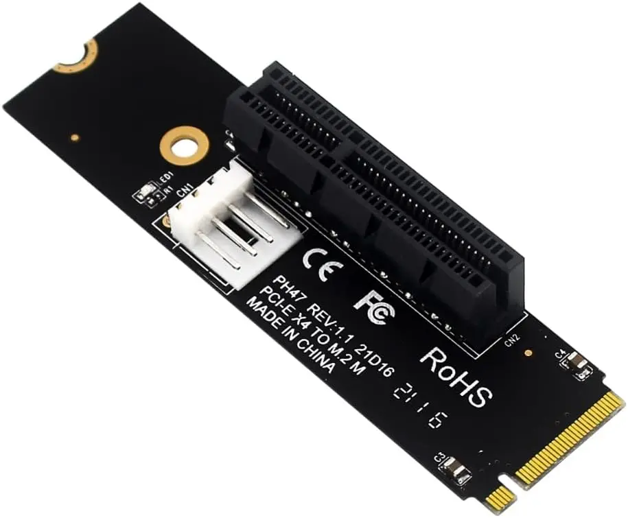 NGFF M.2 M-Key to PCIe X4 Expansion Card Adapter, Converts M.2 Interface into a PCI-E Slot, Facilitating the Installation of Des