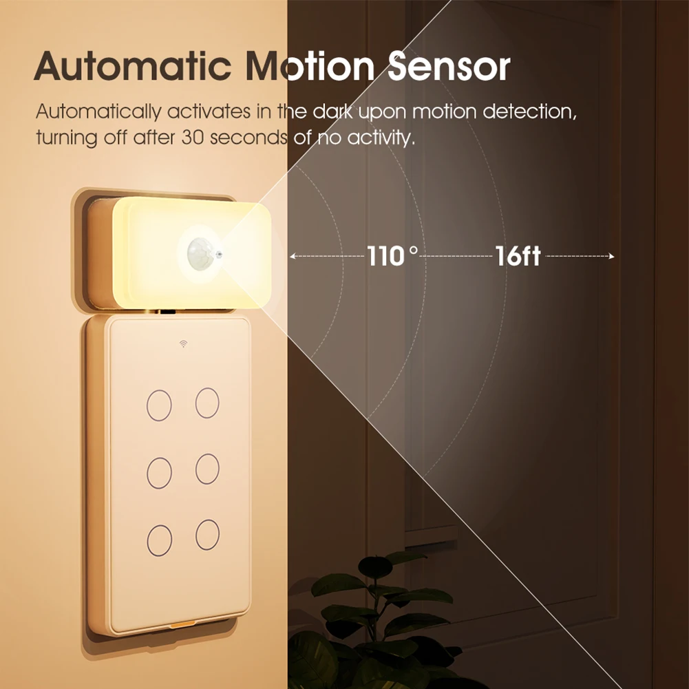 Tuya WIFI PIR Sensore di movimento Rilevamento del corpo umano Smart LED App di rilevamento della luce notturna Voice Smart Life Funziona con Alexa GoogleHome
