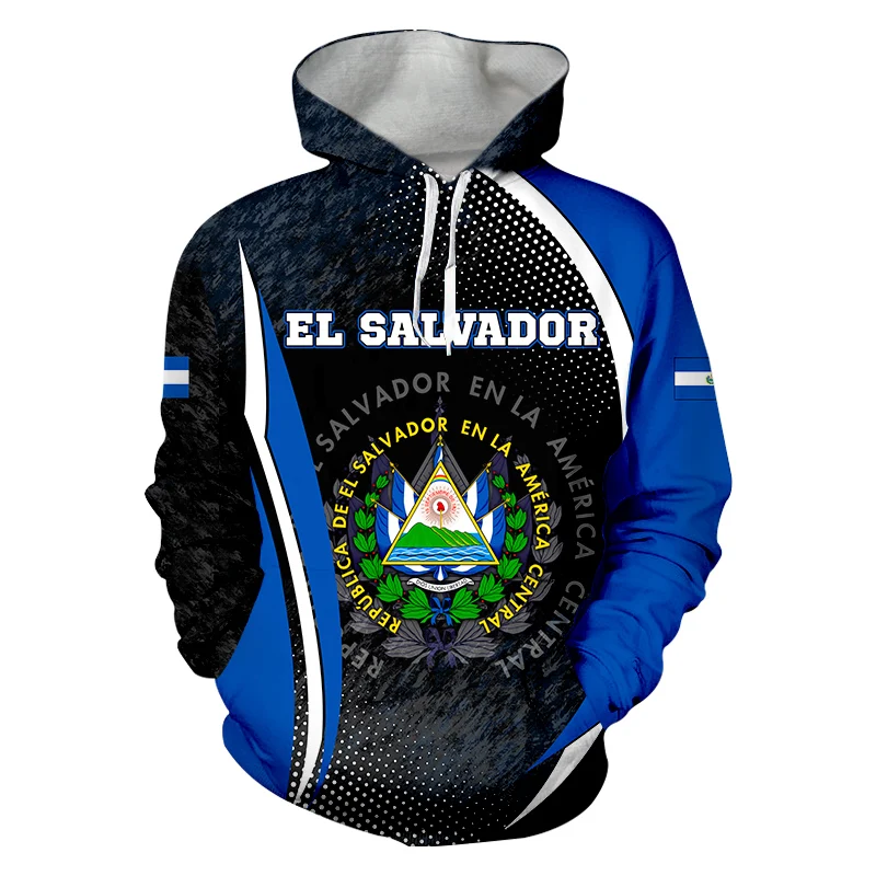 El Salvador bendera 3D cetak ukuran besar wanita/Pria Hoodie Sweatshirt Streetwear Hip Hop Pullover bertudung jaket kasual pria olahraga