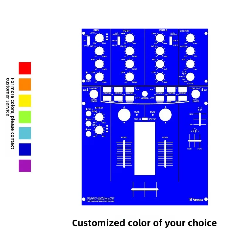 Película para painel de mixer Vestax PMC-05 Pro IV - Adesivos coloridos Vestax - Personalizável