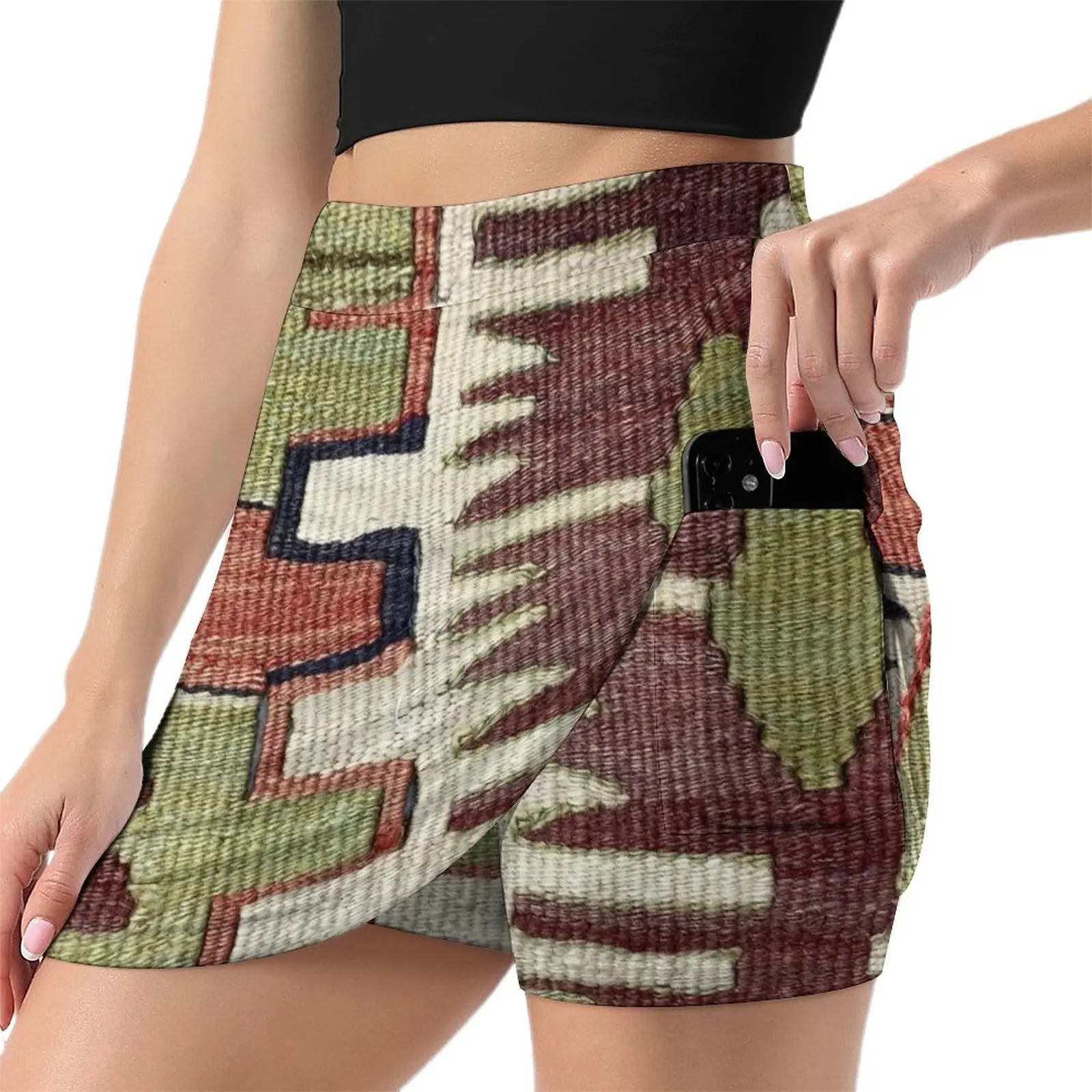 Boho Kilim, Navaho Weave, Woven Textile, Persian Carpet Mini Skirt women clothes Sexy mini skirt night club outfits