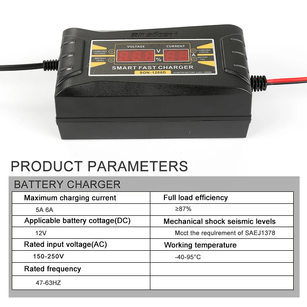 Full Automatic Car Battery Charger 6/10A 110V/220V To 12V Smart Fast Power Charging For Wet Dry Lead Acid Digital LED Display