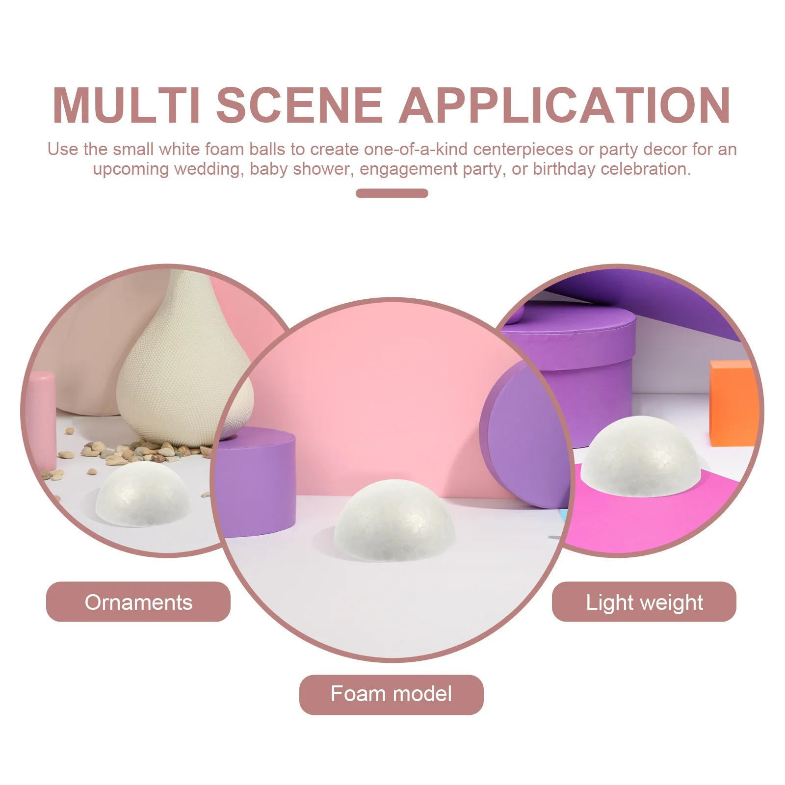 

30Pcs White Foam Ball Decorations Semicircular Craft Shapes for DIY Painting Hanging Ornaments Festival Scene Layouts Wedding