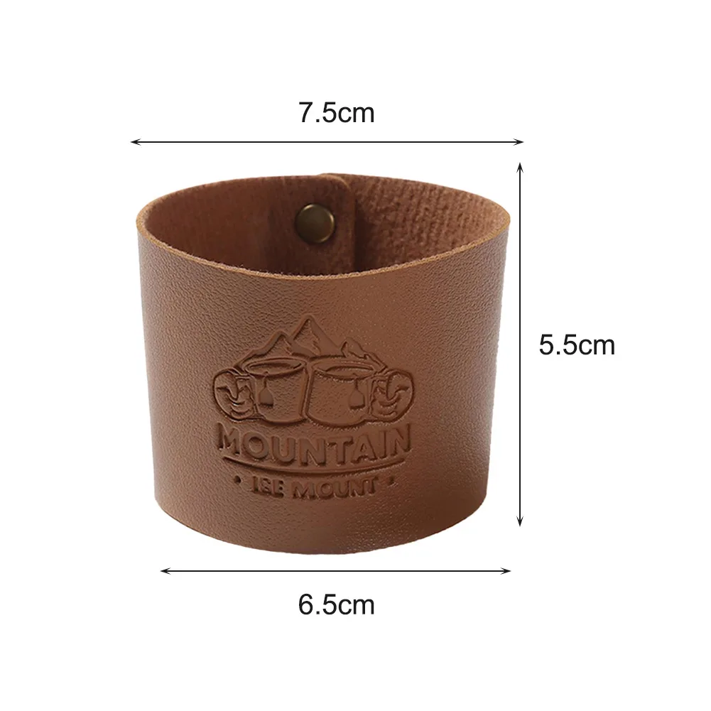 PU Leather Tea Cup Holders Non-slip Portable Leather Cup Holder Thickened Heat Insulation Vintage Accessories for Hiking Camping