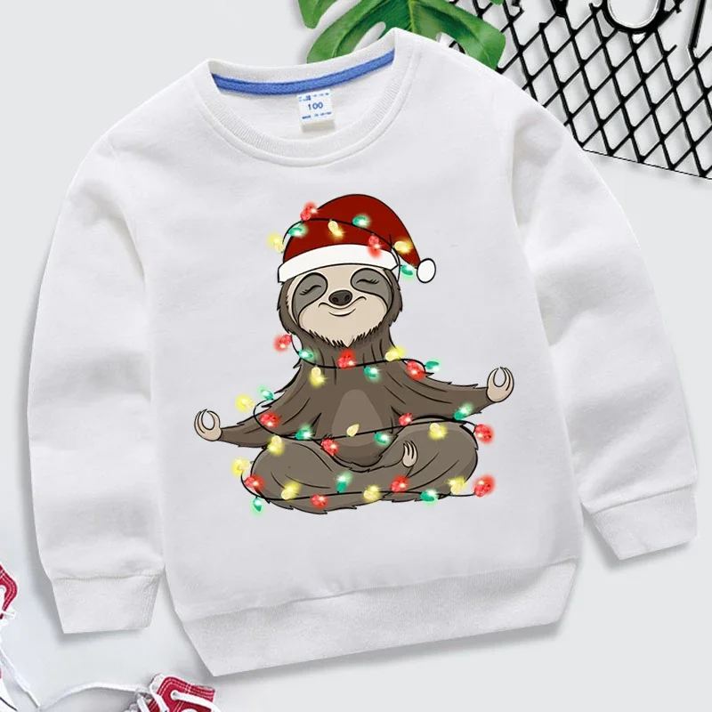 Christmas Animal Cartoon Print Children\'s Sweatshirt Cartoon Brand Clothing Loose Round Neck Long Sleeve Pullover Toddler Cloth