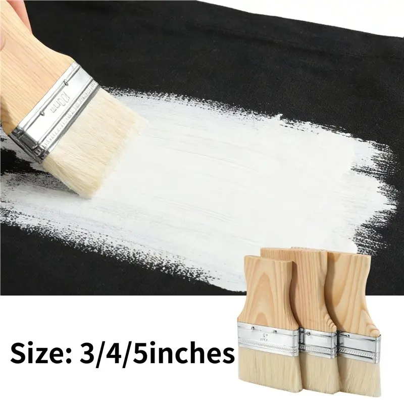 AS60-3 Pcs Flat Paddle Paint Brush Set,Wide Paint Brush Large Paint Brush 3/4/5 Inch Paint Brush For Oil And Acrylic Paints