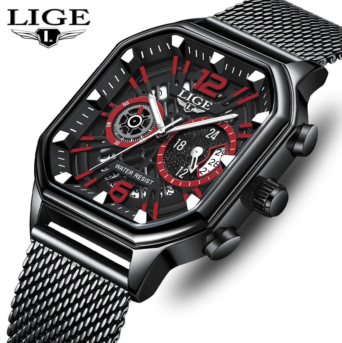 

LIGE 2025 мужские наручные часы водостойкий хронограф с датой мужские часы в стиле милитари лучший бренд класса люкс оригинальные спортивные деловые мужские часы