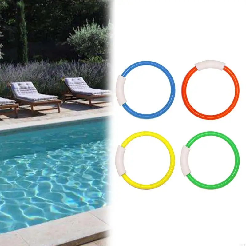 Colorful Dive Rings Set of 4 Fun Pool Diving Toy Snorkeling Rings Toy For Family Water Activity And Beginner Swimmers