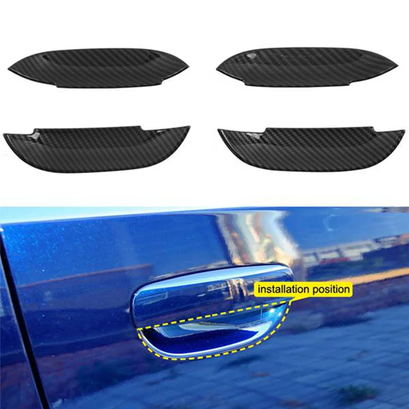 For Dodge Charger 2015-2020 Car ABS Carbon Fiber Exterior Door Handle Bowls Protector Cover Trim Molding