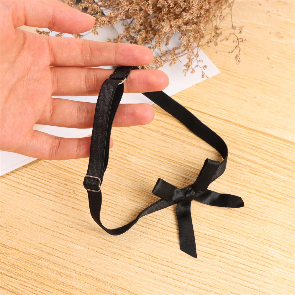 2pcs Women's Black Bowknot Elastic Thigh Garters Punk Sexy Suspender For Holding Stockings Anti-Slip Festival Party Costumes