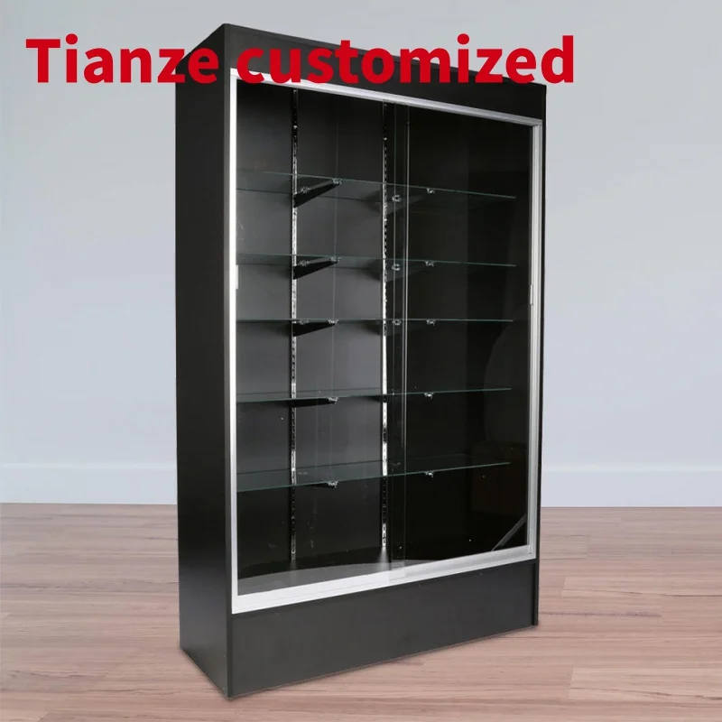 

(customized)Popular FullWooden Tempered Glass Display Showcase Lockable Top Led Light Cabinet Products Display