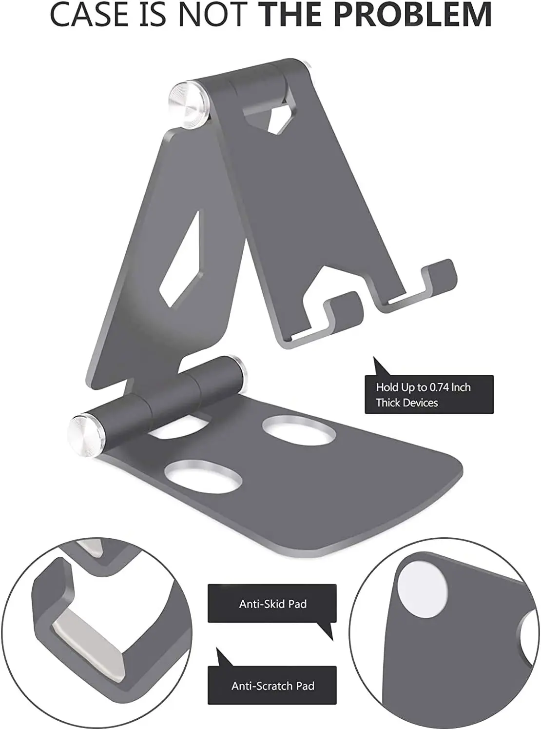 완전히 접을 수 있는 휴대폰 스탠드, 데스크탑 멀티 앵글 휴대폰 거치대 크래들 독, 아이폰 11 Xs Max XR 8 Plus 6 용, 2 팩