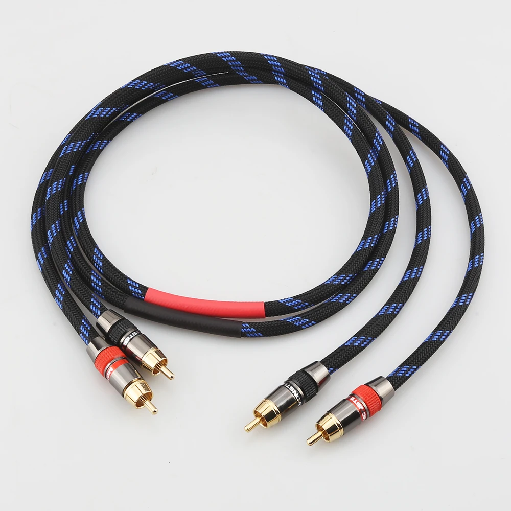 

Pair A53 HIFI RCA Interconnect Cable High Quality OFC HIFI 2RCA Male to Male connector Audio Cable